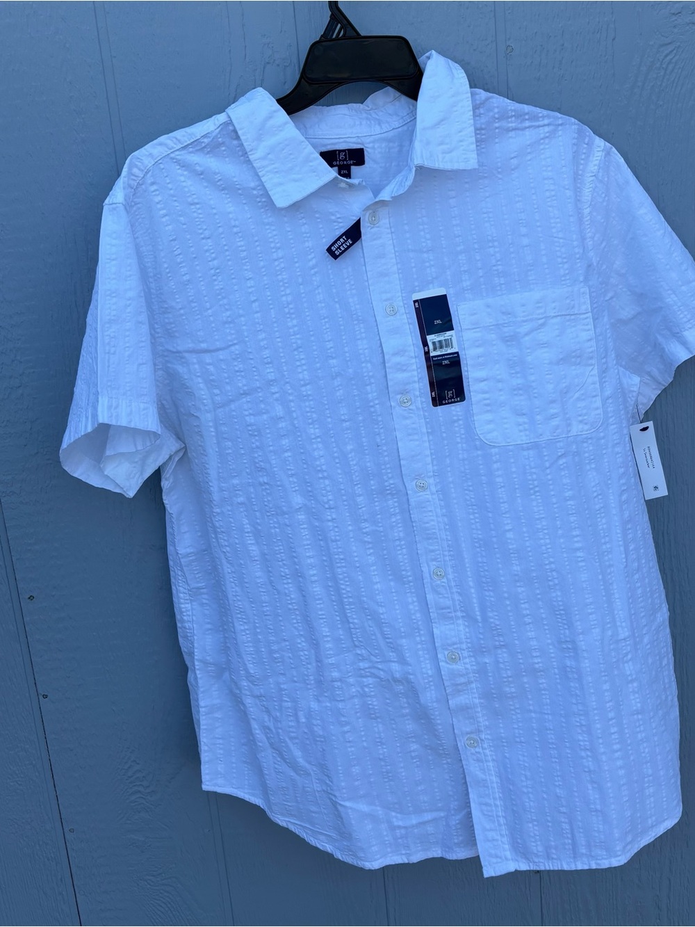 George White Short Sleeve Seersucker Button-Up Shirt